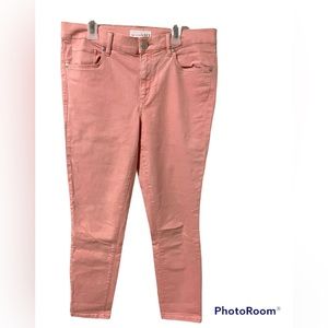 SALMÓN PINK MODERN SKINNY CROP LOFT JEANS SIZE 28